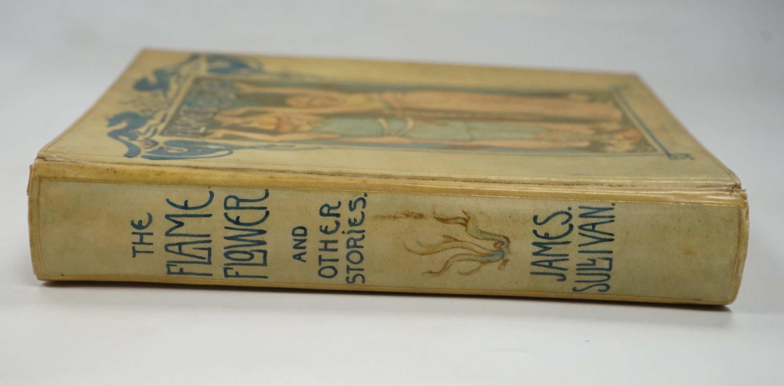 Sullivan, James - The Flame Flower and other stories, first edition, Dent 1896, unique vellum binding decorated by Sullivan